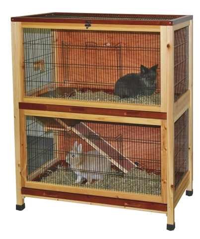 Ferplast Kaninchenstall Cottage Large - Zweistöckiges Hasenheim Aus FSC-Holz Mit Zubehör