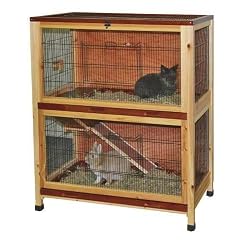 Indoor-Kaninchenk�fig aus Holz 2 Etagen 100x54x118cm Nagerk�fig f�r Drinnen Wohnung-Kaninchen-Hasen-Meerschweinchen-Kleintier-Stall Hasenk�fig Hasenstall Kleintierstall Kaninchenstall