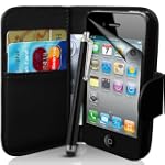 Apple iPhone 4 / 4S Black Wallet Case...