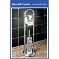 WENKO Stand-WC-Garnitur Ornamento Nero - Edelstahl - WC-B�rste & Rollenhalter - � 22 x 80 cm - Toilettenpapierhalter