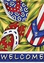 Patriotic Tropical Beach Flip Flop Welcome Double Sided House Flag 28 x 40