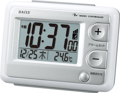 DAILY (デイリー) 目覚し時計 デジタル 温度表示 電波時計 ジャストウェーブR095 白 8RZ095DA03