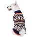 Blueberry Pet Nordic Pattern Inspired Fair Isle Navy Blue Snowflakes Dog Sweater, Back Length 14