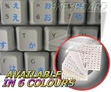 JAPANESE HIRAGANA KEYBOARD STICKERS WITH BLUE LETTERING ON TRANSPARENT BACKGROUND