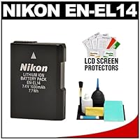Nikon EN-EL14 Rechargeable Li-ion Battery with Cleaning Kit for Coolpix P7000 and D3100, D5100 Digital SLR Camera