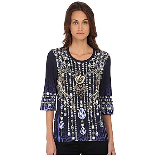 Just Cavalli トップス シャツ Leo Crystal Print Tee Blue Varia [並行輸入品]