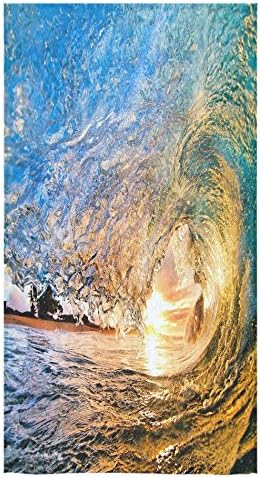 Tropical Ocean Wave Sale Custom Bath Towels Large Soft and Comfortable Travel Beach Bathroom Shower Washcloth Wrap for Men/Women 80% Polyester 20% Cotton, (30" x 56")