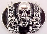 Evil Vampire Skull W/ Revolvers Belt Buckle Guns