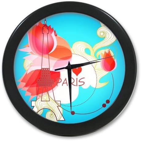 Home Decorative Custom Paris Eiffel Tower With Flower Celebrating Elegant Wall Clock