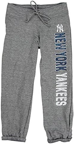 Women's MLB Team Logo Grey Jogger Sweatpants (New York Yankees, Medium)