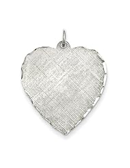 Sterling Silver Engraveable Heart Patterned Disc Charm