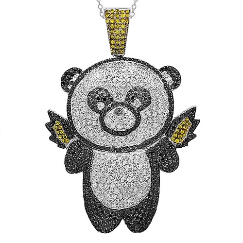 10K White Gold Mens Diamond Custom Teddy Bear 