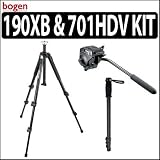 Manfrotto 190XB 3 Section Aluminum Tripod & Manfrotto 701HDV Pro Fluid Video Mini Head & Bonus Monopod