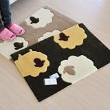 なかね家具 洗濯機で丸洗いできる玄関マット nal084 もこもこひつじデザインマット グリーン 50×80