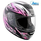 HAWK Snell/DOT Approved SWIFT Black and Pink Full Face Motorcycle Helmet - Size : Small