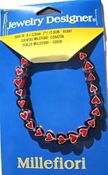 Heart Millefiori Glass Bead, 7 In. Strand