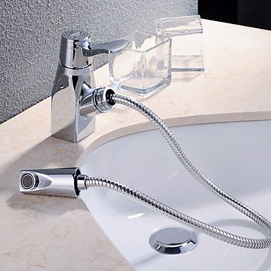 Contemporary Chrome Finish Multi Function Basin Faucet With Pull