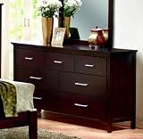 Dresser with Silver Handle Knobs in Mahogany Finish