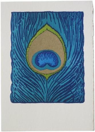 Letterpress Handprinted in the USA Note Cards - Box of 10 of One Design, 6 Designs (Peacock Feather)