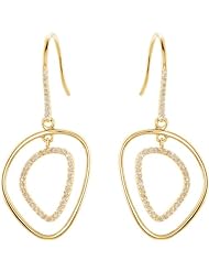 14k Yellow Gold and Diamond Open Organic Shape Silhouette Dangle Earrings by The Mystical Portal