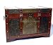 29.5 in w x 18 in d x 20 in ht, Wood Brass Trunk Table