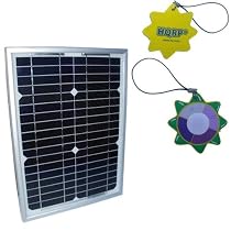 HQRP 12W Mono-crystalline Solar Panel 12 Watt (Size of 10 Watt / 10W) 12 Volt in Anodized Aluminum Frame plus HQRP UV Chain / UV Radiation Health Tester