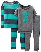 Carter's Little Boys' 4 Piece Pant PJ Set (Toddler) - Wolf - 4T