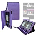 CrazyOnDigital Stand Leather Case Cover Cover with screen protector for Amazon Kindle Fire Tablet (Purple). CrazyOnDigital retail package