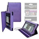 CrazyOnDigital Stand Leather Case Cover Cover with screen protector for Amazon Kindle Fire Tablet (Purple). CrazyOnDigital retail package