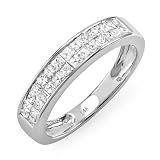 1.00 Carat (ctw) 14k White Gold Princess Diamond Invisible Set Ladies Anniversary Wedding Band Ring