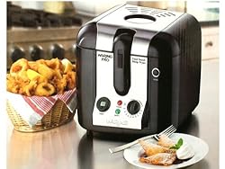 Waring Pro Cool Touch Deep Fryer 1800 Watts Electronic LCD Tmer 3/4-Gallon, Black with Stainless Accents
