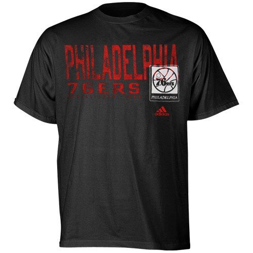 adidas Philadelphia 76ers Black Fringed T-shirt (Large)