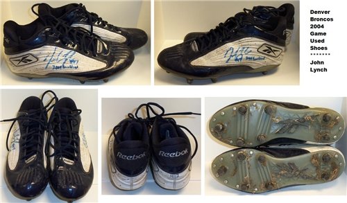 John Lynch DUAL Autographed/Hand Signed 2004 Game Used Shoes - Denver Broncos