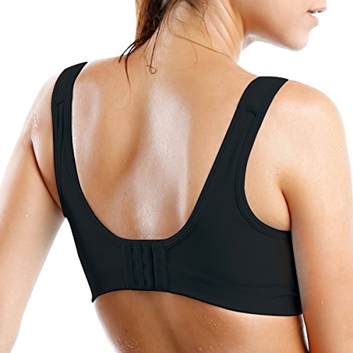 La Isla Women's High Impact Wire Free Non Padded Powerful Seam Free Sports Bra Black 34DD