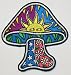 Trippy Mushroom with Sun, Leaves, Daisies and Stars - Embroidered Iron On or Sew On Patch / Badge