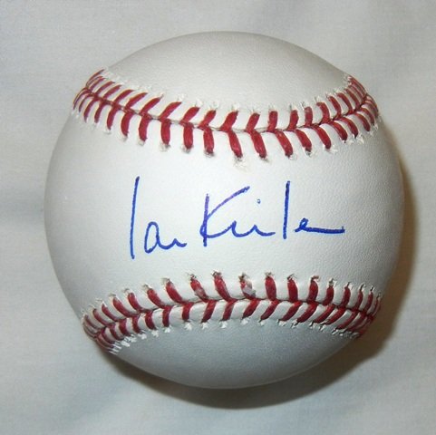 Ian Kinsler Autographed Official Major League Baseball W/PROOF, Picture of Ian Signing For Us, Texas Rangers, 2011 World Series