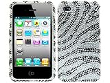 Zebra Silver Bling Rhinestone Faceplate Diamond Crystal Hard Skin Case Cover for iPhone 4 4S AT&T Verizon Sprint
