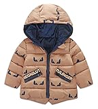 (トヨベイ)Toyobuy 厚手 子供 中綿 コート キッズ 綿入れ ジャケット ベビー ブルゾン フード付き 女の子 男の子 カーキ 100