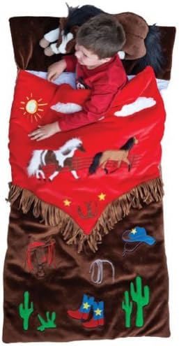 Cowboy Sleeping Bag Slumberbag Boys Bronco Horses Sleep Sack + Pillow (Cowboy V Fringe)
