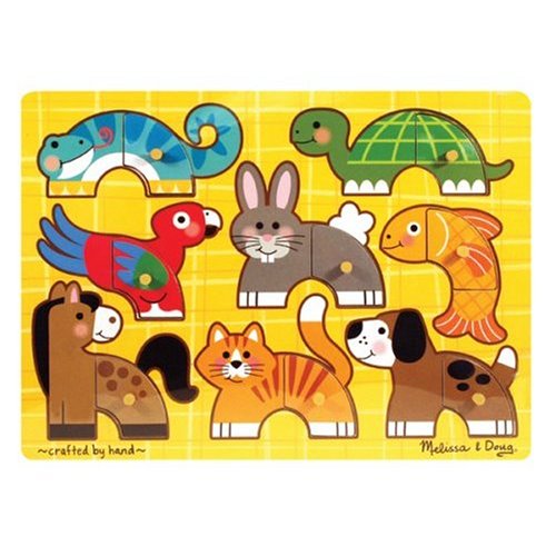 Melissa & Doug Pets, Zoo, Farm and Vehicles Wooden Mix 'n Match Peg Puzzle Bundle