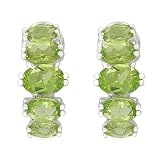 Sterling Silver Oval-Shaped Peridot Earrings