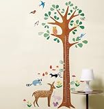 Wallies Woodland Creatures & Tree Growth Chart Mural