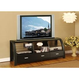 Wood Black 60 inch 3 drawers TV Stand Entertainment Cabinet