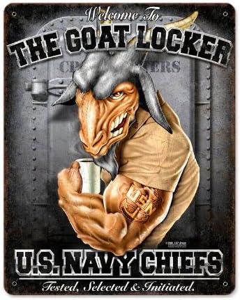 USN Goat Locker Vintage Metal Sign Military 7.62 Design 11 X 14 Steel Not Tin