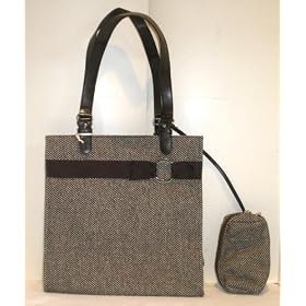 Isabella's Journey Brown Tweed Designer Open Tote Bag