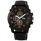 Breda Men's 8135_orange Colton Black Bezel Orange Accented Silicone Band Watch