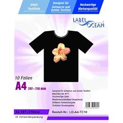 10 Blatt DIN A4 Textilfolie - T-shirt Folie f�r schwarze und dunkle Textilien