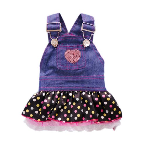 Sweet Heart Sequins Denim Dog Dress for Dog Shirt Fashion Dog Clothes Pet DressLB00CPQ14ES : image