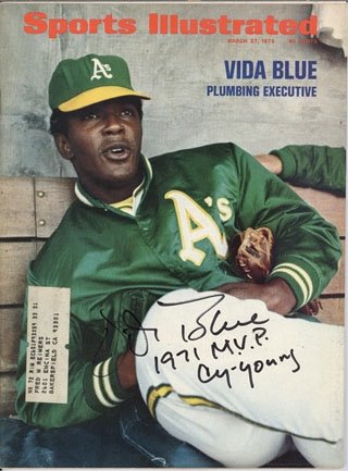 Vida Blue Autographed/Signed Sports Illustrated March 27, 1972