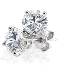 0.91 Carat (ctw) 14K White Gold Round Cut White Diamond Ladies Stud Earrings